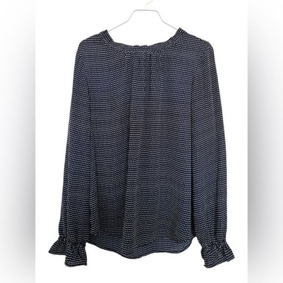 4/$20 Adrianna Papell polka dot  ruffle flounce blouse- size L - Picture 1 of 9